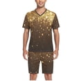 thumbnail image 5 of joogoo Men's Pajama Set Golden Fireworks V-Neck Pj Shorts Set 2 Piece Loungewear Sleepwear L, 5 of 7