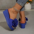 thumbnail image 6 of ShiShine Womens Flower Wedge Slides Open Toe Slip On Sandals Bohemian Casual Anti Slip Comfy Beach Vacation Sandals, 6 of 9