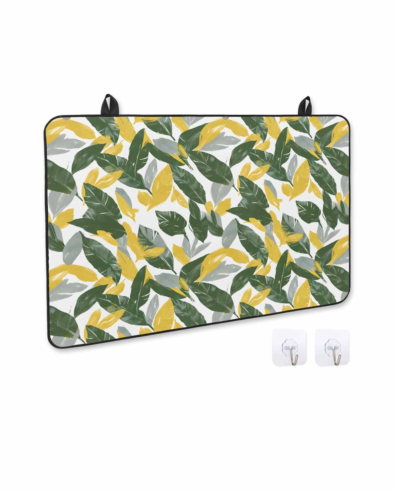 nqOlkjepod Large Induction Cooktop Protector Mat 24"x21", Green Yellow Leaves Stove Top Covers for Electric Stove, Abstract Art Botanical Summer Stove Burner Cover Mats, Glass Top Stove Cover