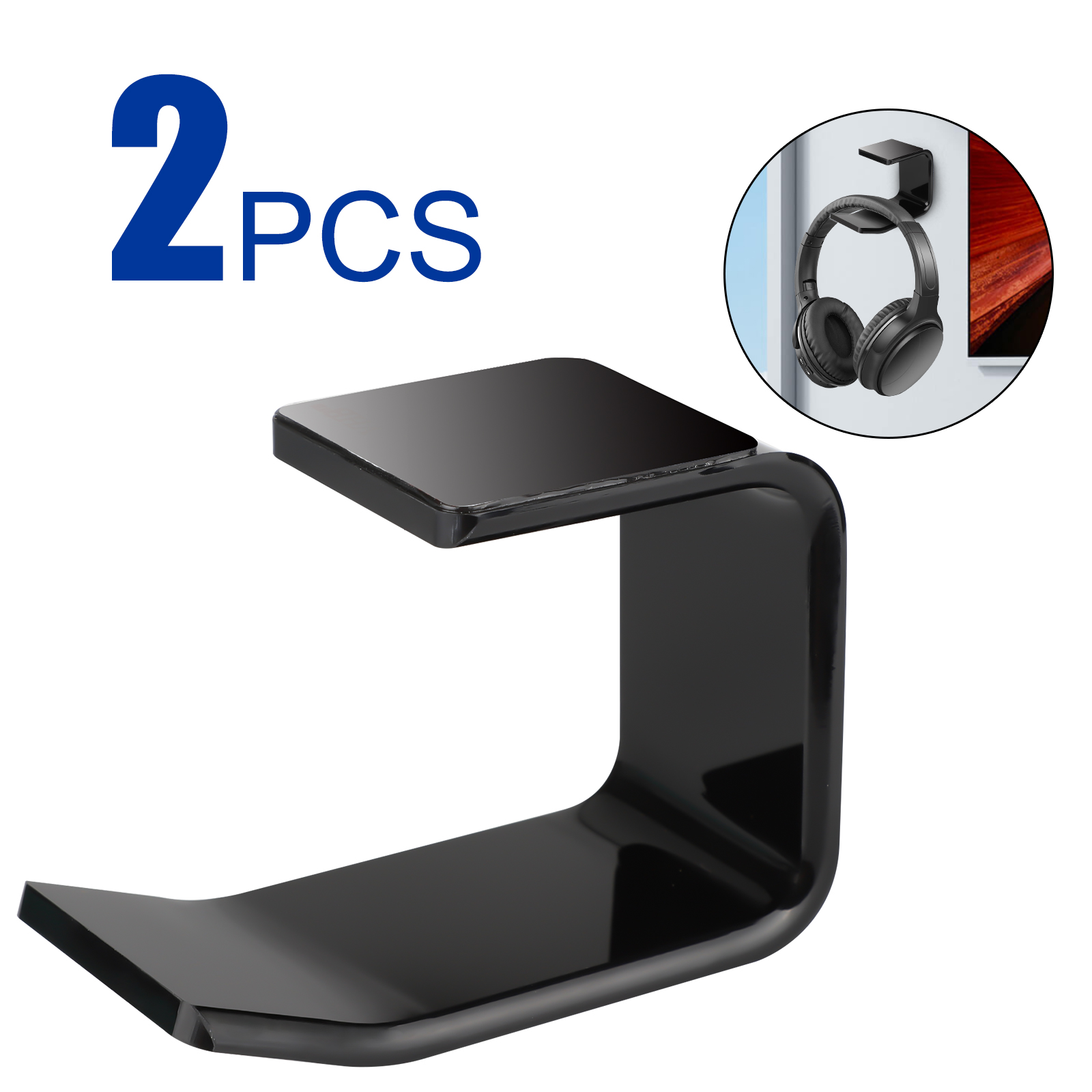 2Pcs Headphone Hanger Hook, Headset Stand Hanger Wall Mount, Universal