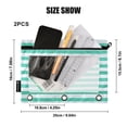 thumbnail image 3 of Dailycode 2 Pack Pencil Pouch for 3 Ring Binder Smooth Zipper Folders with Pockets Clear Window Pencil Case, Teal White Stripe, 3 of 6