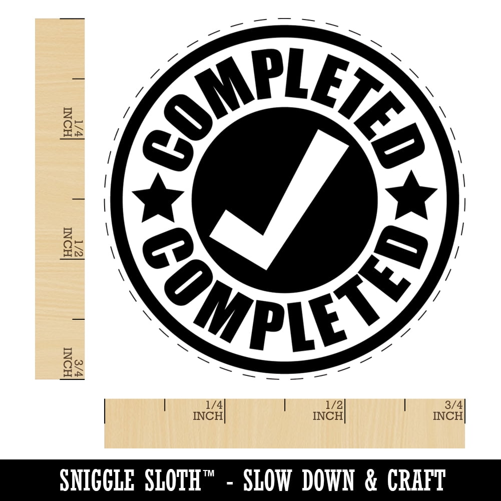 Completed Check Mark Teacher School Self-Inking Rubber Stamp Ink Stamper - Brown Ink - Small 3/4 Inch