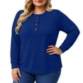 thumbnail image 4 of LEKWK Plus Size Tops for Women Long Sleeve Crew Neck Henley Shirts Fall Winter Relaxed Fit Workout Tops Gym Running Activewear,Size L-5XL, 4 of 6