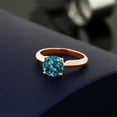thumbnail image 3 of Gem Stone King 18K Rose Gold Plated Silver London Blue Topaz Solitaire Engagement Ring for Women (1.70 Cttw, Round 7MM, Gemstone November Birthstone, Available in Size 5, 6, 7, 8, 9), 3 of 4