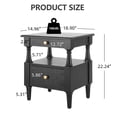thumbnail image 4 of Homy Casa Seattle Contemporary MDF Bedside Table Nightstand with Drawer & Shelf, 22.44 Inch, Black, 4 of 6