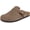 Dark Brown, variant on Womens Suede Clogs Mens Leather Mules Cork Footbed Sandals Potato Shoes with Arch Support Coffee