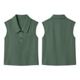 thumbnail image 5 of VBVC Women's Sleeveless Peter Pan Collar Shirt, Ladies' Breathable Button Down Tank Top, Casual Solid Color V-Neck Blouse For Women,Army Green,S-3XL, 5 of 7