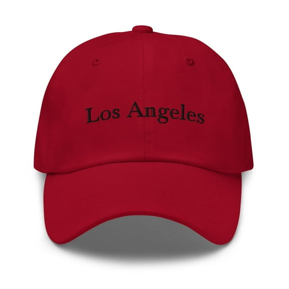 Los Angeles 2 Dad Hat, Cranberry
