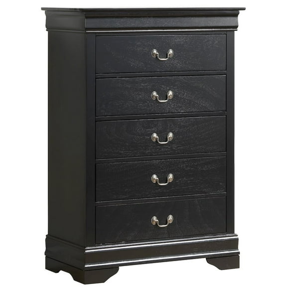 Glory Furniture Louis Phillipe Chest in Black Color