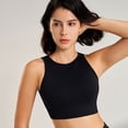 thumbnail image 5 of Xfvqtps Women Workout Bra Tank Top Sleeveless Rib Push up Sports Bra Built-in Bra Crop Top Black, 5 of 8