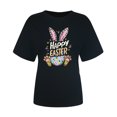 thumbnail image 3 of UPPADA Femmes Heureux Easter T-Shirt Bunny Lapin Graphique T-Shirt Manche Courte Drôle Lettres Imprimées Chemises Manche Courte Col Rond Tuniques Hauts Noir,G, 3 of 5