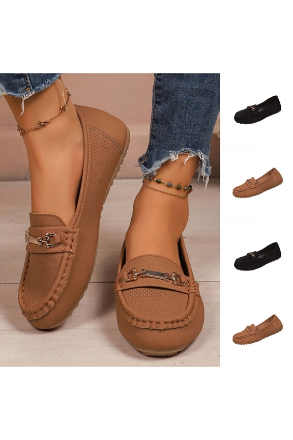 Loafers for Women Business Casual Shoes Comfortable Lightweight Penny Loafers Slip On Work Flats Brown 9.5(43)