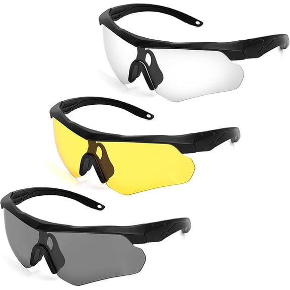 Motorcycle Riding Riding Eyewear 3 Pack Padded Motorcycle Goggles Polarized Sports Sunglasses UV400 Protective Unisex Outdoor Sports Eyewear- Smoke/Yellow/Clear