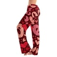 thumbnail image 2 of Valentine Day Sleep Pants for Women Cute Heart Print Pajamas Womens Pajama Pants Soft Wide Leg Lounge Pants for Home Wear Pink L, 2 of 6
