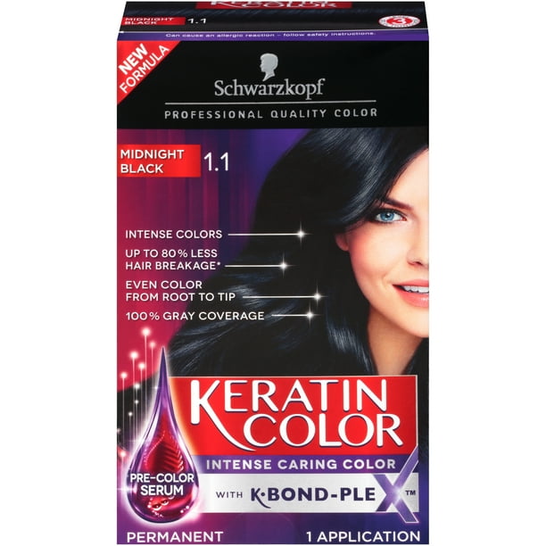 Schwarzkopf Keratin Color Permanent Hair Color Cream 1 1 Midnight Black Walmart Com Walmart Com