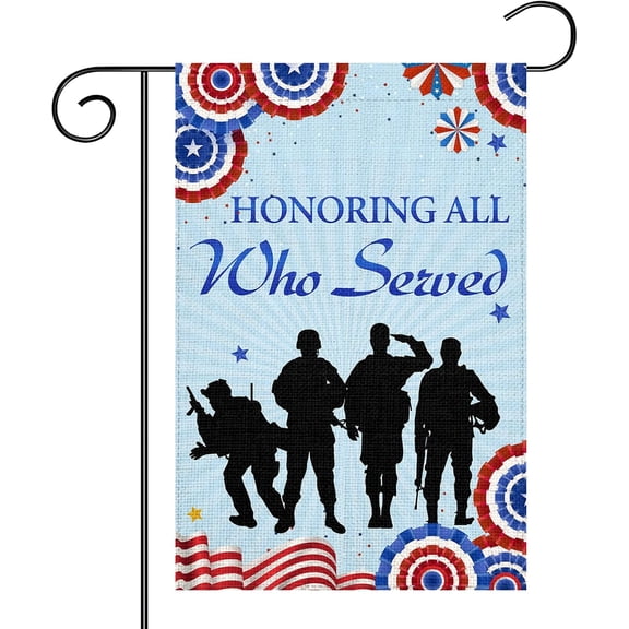 Patriotic USA Garden Flag Double Sided Burlap 12x18 Inch for Memorial Day Fourth of July Veterans Day Decorations