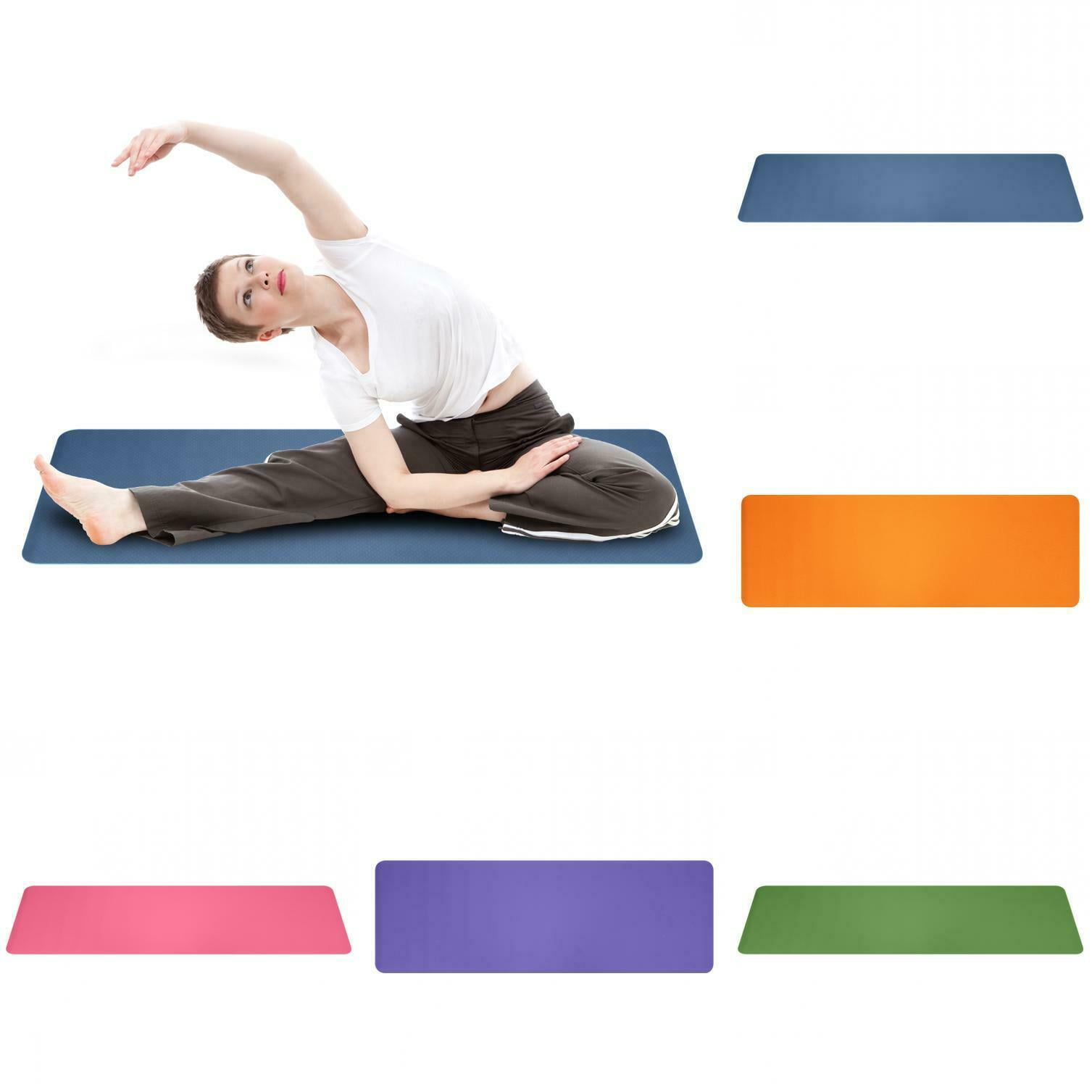 New 6mm TPE Thick Yoga Mat Gym Exercise Fitness Pilates Mat Non Slip with Band 