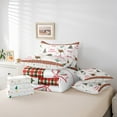 thumbnail image 6 of jejeloiu Happy Christmas Bedding Comforter Set 7pcs,Chic Xmas Tree Queen Bedding Sets,Red Berry Bowtie Queen Sheet Sets For Teens,Microfiber Bedroom Decor Reversible, 6 of 8