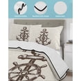 thumbnail image 3 of Twin XL Quilt Bedding Set, Nautical Anchor Reversible Summer Quilt 3 Pieces, Vintage Coastal Rudder Farmhouse Beige Lightweight Bedspreads Coverlets with 2 Pillow Shams for All Seasons, 3 of 5