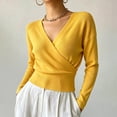 thumbnail image 2 of Womens Soft and Warm Knit Tops Solid Color Collar Waist Cinched Top Date Night Outfit, 2 of 5