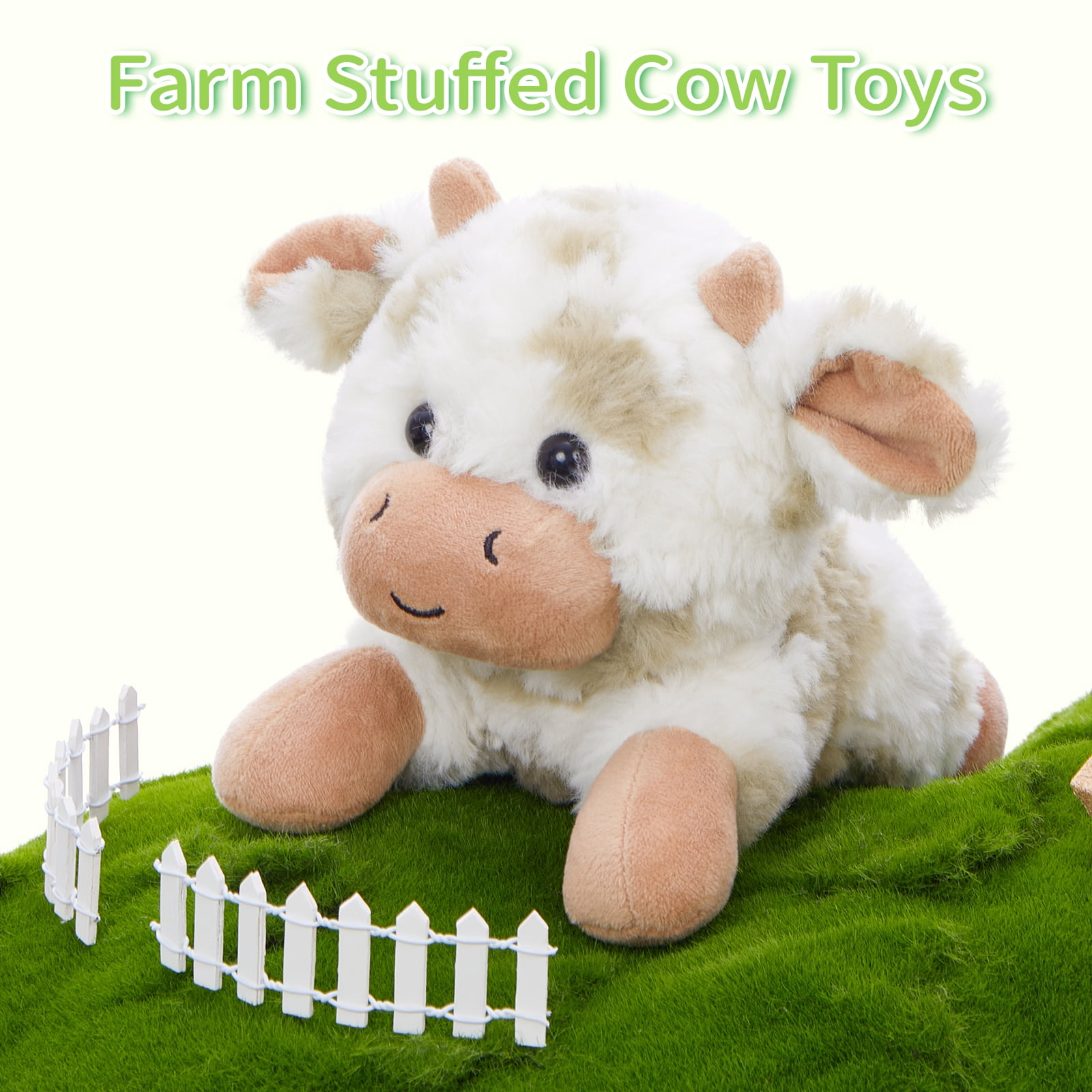 MorisMos 6" Lying Cow Stuffed Animal, Super Soft Cow Plush Toy