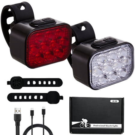Bike Light USB Rechargeable, 3500LM Ultra Bright Bike Light Headlight and Taillight Set, Front and Back Set