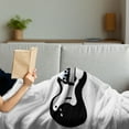 thumbnail image 3 of Guitar Soft Flannel Fleece Blanket, Modern Illustration of a Musical Instrument and City Skyline Rock and Roll, Cozy Plush for Indoor and Outdoor Use, 50" x 70", Charcoal Grey White, by Ambesonne, 3 of 5