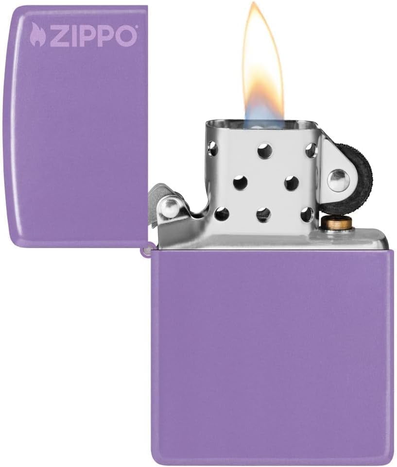 Zippo Lighter - Customize Message on Classic Smoky Lavender Logo Pocket 46681ZL