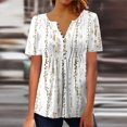thumbnail image 2 of Gibobby Camiseta de Manga Corta con Cuello en V Mujeres verano impresión moda Sexy botón Cardigan manga corta camisa cuello Casual túnica ajustada ropa Tops(Blanco,G), 2 of 5