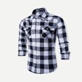 thumbnail image 1 of Camisas a cuadros de primavera para hombrescamisetas casuales de algodón de manga larga con botones (negro L) Likrtyny Para estrenar, 1 of 5