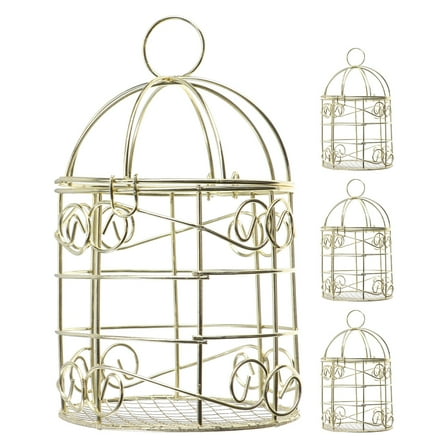 OUNONA  4 Pcs Cage Bird Food Bowls Squirrel Proof Suet Feeder Golden