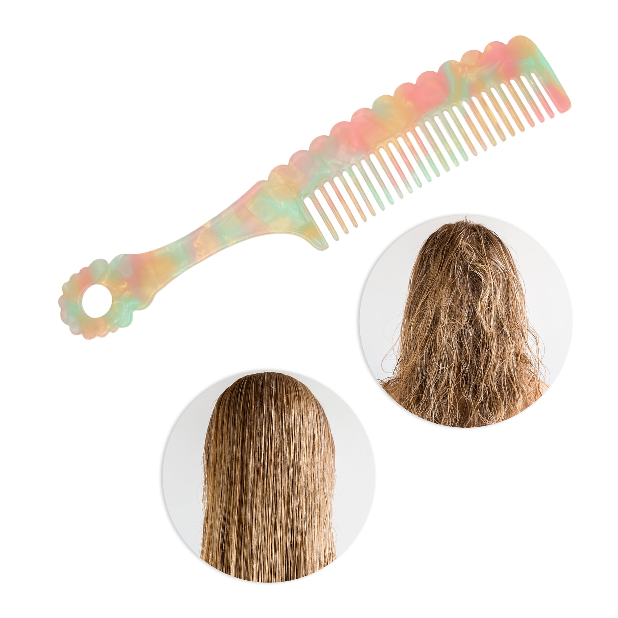 Unique Bargains 1 Pc Fashion Handle Wavy Hair Comb for All Hair Types Styles Pink, Green