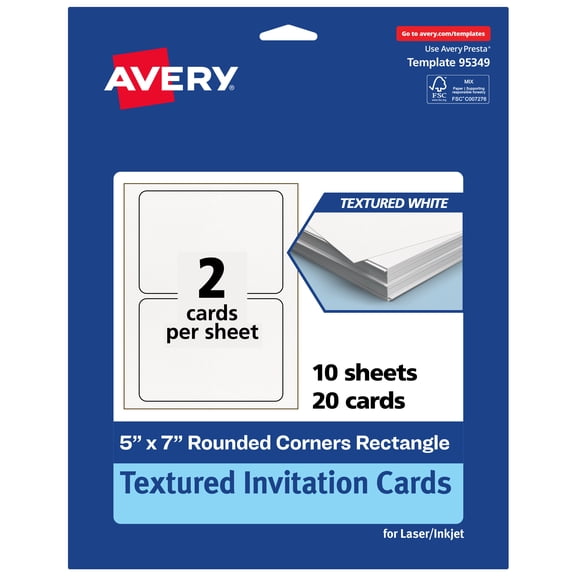 Avery Rounded Corners Invitation Cards , 5" x 7", Matte, 20 Total