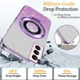 thumbnail image 3 of Compatible with Samsung Galaxy S21 Case Glitter with Magnetic Stand Pink,Phone Samsung S21 Case Silicone Transparent Support Wireless Charging Shockproof Luxury Protective Cover (Purple), 3 of 13