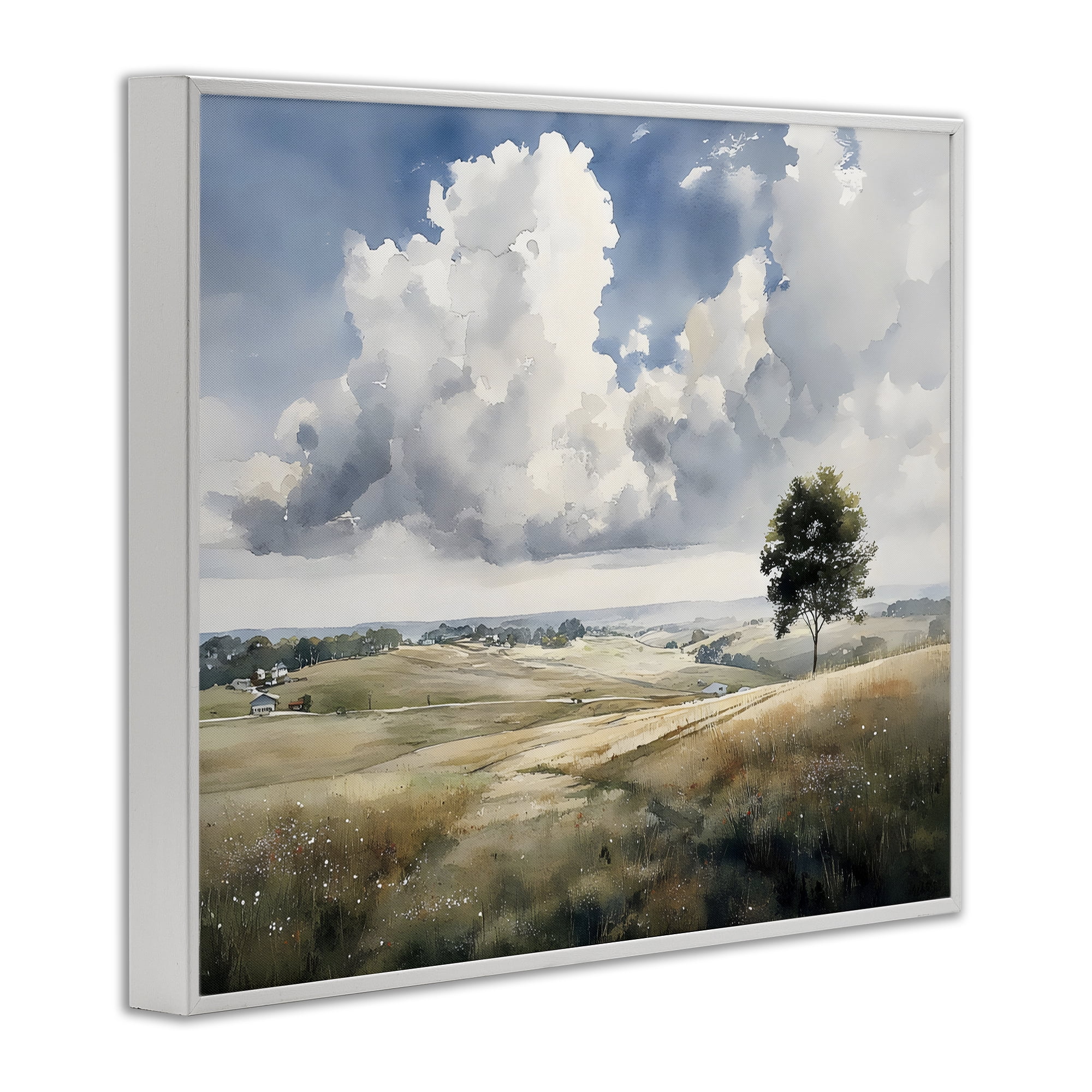 Stupell Industries Pretty Hills with Solitary Tree White Framed Giclee Art, design by Franklyn Gregory
