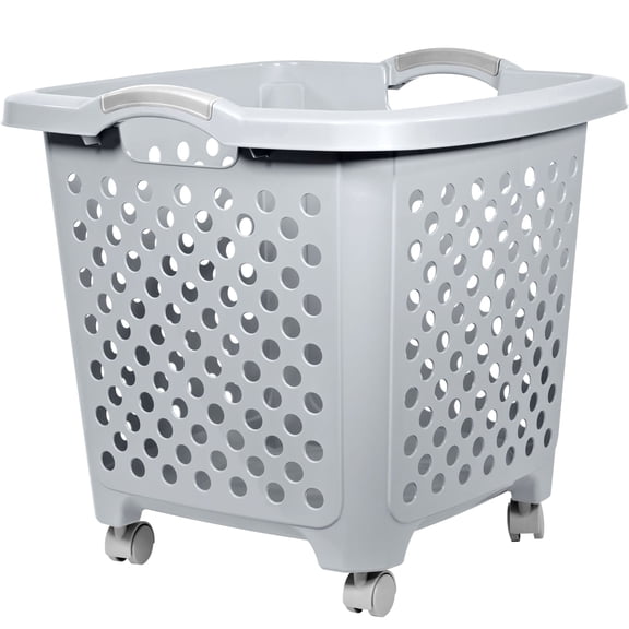 Home Logic 1.75-Bu Rolling Plastic Laundry Basket, Gray (Set of 4)