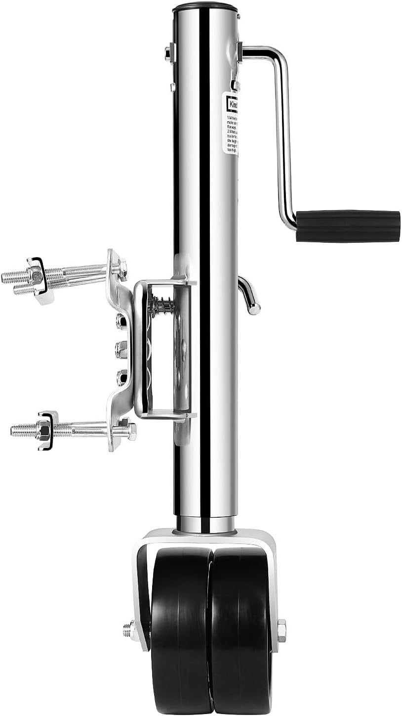 Luku Heavy Duty Bolt-On Trailer Tongue Jack, 1500lbs, Dual Wheels