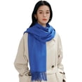 thumbnail image 4 of Bufanda maamgic Pashmina para mujer, chales de cachemir con textura azul, 4 of 8