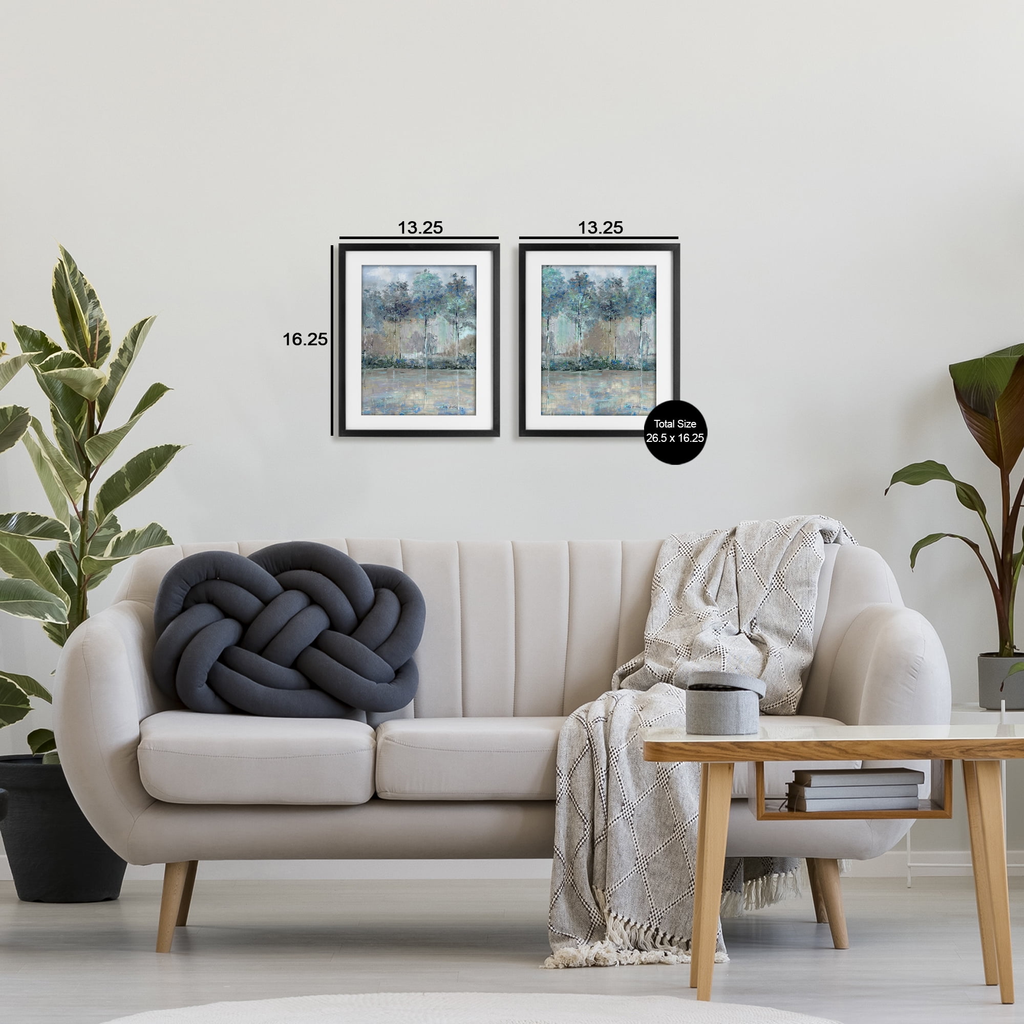Stupell Industries Subdued Tree Landscape Impression 2 Piece Black Framed Print Under Glass Set, design by Sally Swatland