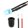 thumbnail image 1 of Unique Bargains 10Set DC 12V 5mm Pre Wired LED with Holder, Ice-Blue Light Round Top Clear Lens, 8mm  Panel Mount, 1 of 5