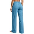 thumbnail image 6 of Women Soft Knit Wide Leg Pants Sevevn Elastic Drawstring High Waist Loose Fit Trousers With Side Pockets, Assorted Solid Colors For Lounging Sleepwear And Daily Casual Home Outfits, 6 of 7