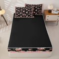 thumbnail image 4 of Homewish Girly Bowknot Zipper Twin Comforter Sets with Fitted Sheet and 2 Pillowcases For Girls,Pink Rose Rustic Flower Zipper Bedding Set For Kids,Black Reversible,4 Pieces, 4 of 7