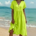 thumbnail image 2 of Women's Summer Dresses Fashion Solid Sleeveless V-Neck Dresses Elastic Waist Lightweight Maxi Wedding Guest Dress Beach Vacation Outfits, 2 of 6