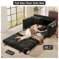 thumbnail image 7 of BedLuxury 55" Foldable Loveseat Futon Sofa Bed with Cup Holder & Storage Pocket, Sleeper Couch, Space Saving, Chenille Black, 7 of 7