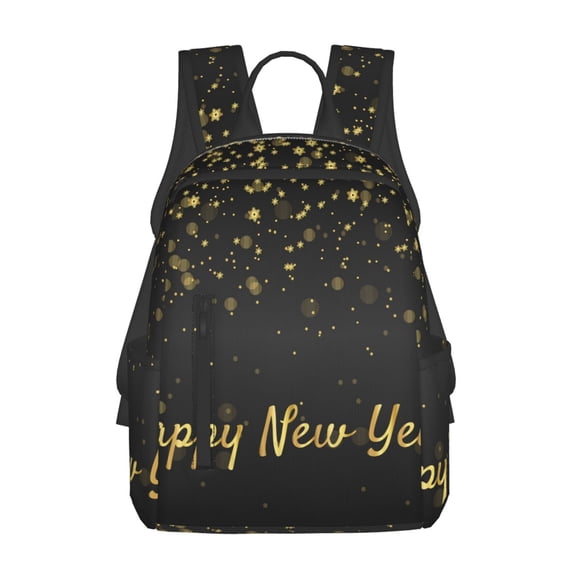 Fuzoiu Happy New Year Print Lightweight Daypack,Weekender Bag for Men and Women, Travel Backpack with Padded Straps for School, Travel & Work