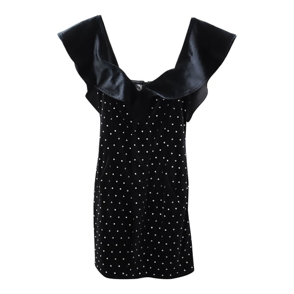 Pre-Owned Self-Portrait Crystal Embellished Mini Dress in Black Velvet