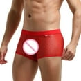 thumbnail image 1 of Vedolay Crotchless Panties Mens Briefs Wide Belt Mens Underwear Mesh Sport Underwear,Red XL, 1 of 5