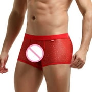 Gubotare Men Boxer Briefs Men's Underwear Bamboo Rayon Breathable Super Soft Comfort Lightweight Pouch Boxer Briefs,Red M