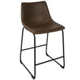 thumbnail image 2 of LumiSource Black, Espresso, Orange Stitch Duke Counter Stool - Set of 2, 2 of 7