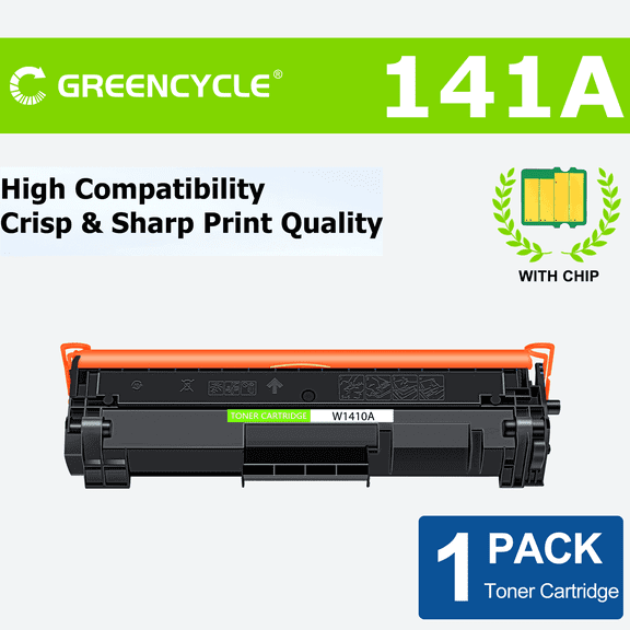 Greencycle W1410A Compatible Toner Cartridge Replacement for Hp 141A Black Toner Cartridge Laserjet Pro M110w MFP M140w M139w printer(1Pk,with chip)